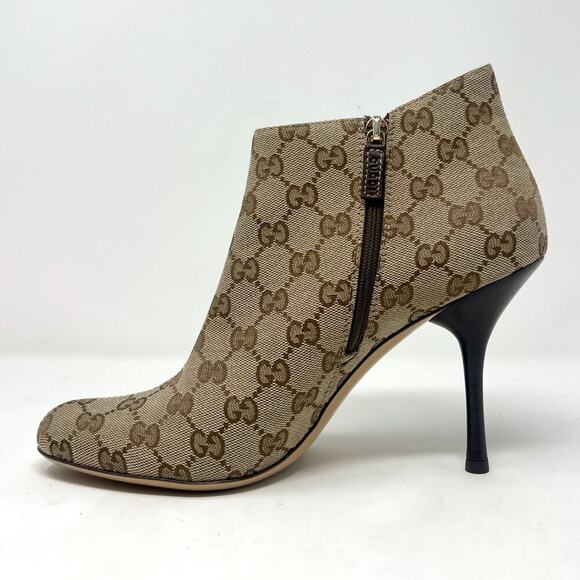 Gucci Vintage GG Monogram Brown Stiletto Booties – Size 9.5B - Picture 4 of 12